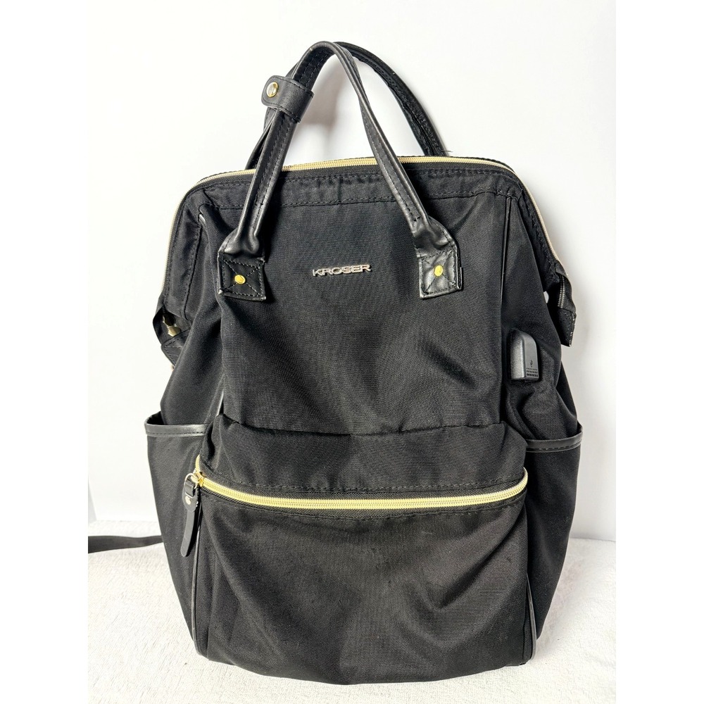 KROSER Black laptop Bag Backpack Multi Pocket USB Travel Bag